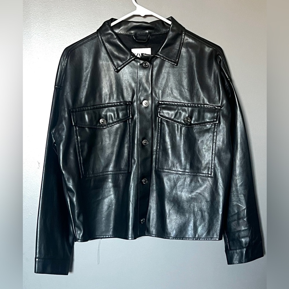 Zara Faux Leather Jacket Top